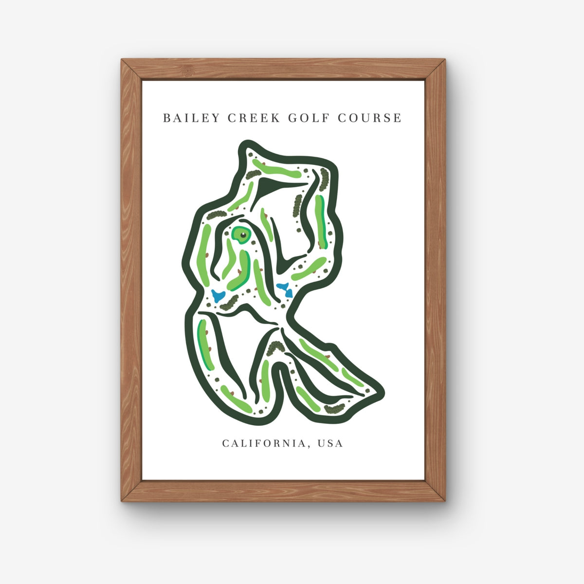 Bailey Creek Golf Course Print, California, Golf Map Artworks