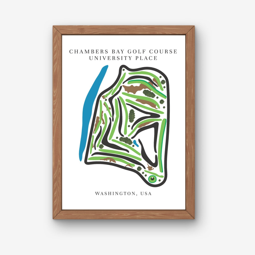 Chambers Bay Golf Course Prints, Washington, Golf Map Artwork