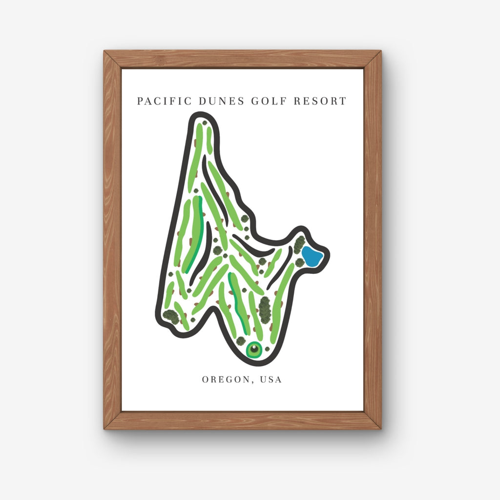 Pacific Dunes Golf Resort Golf Course Prints, Oregon, Golf Map Artwork