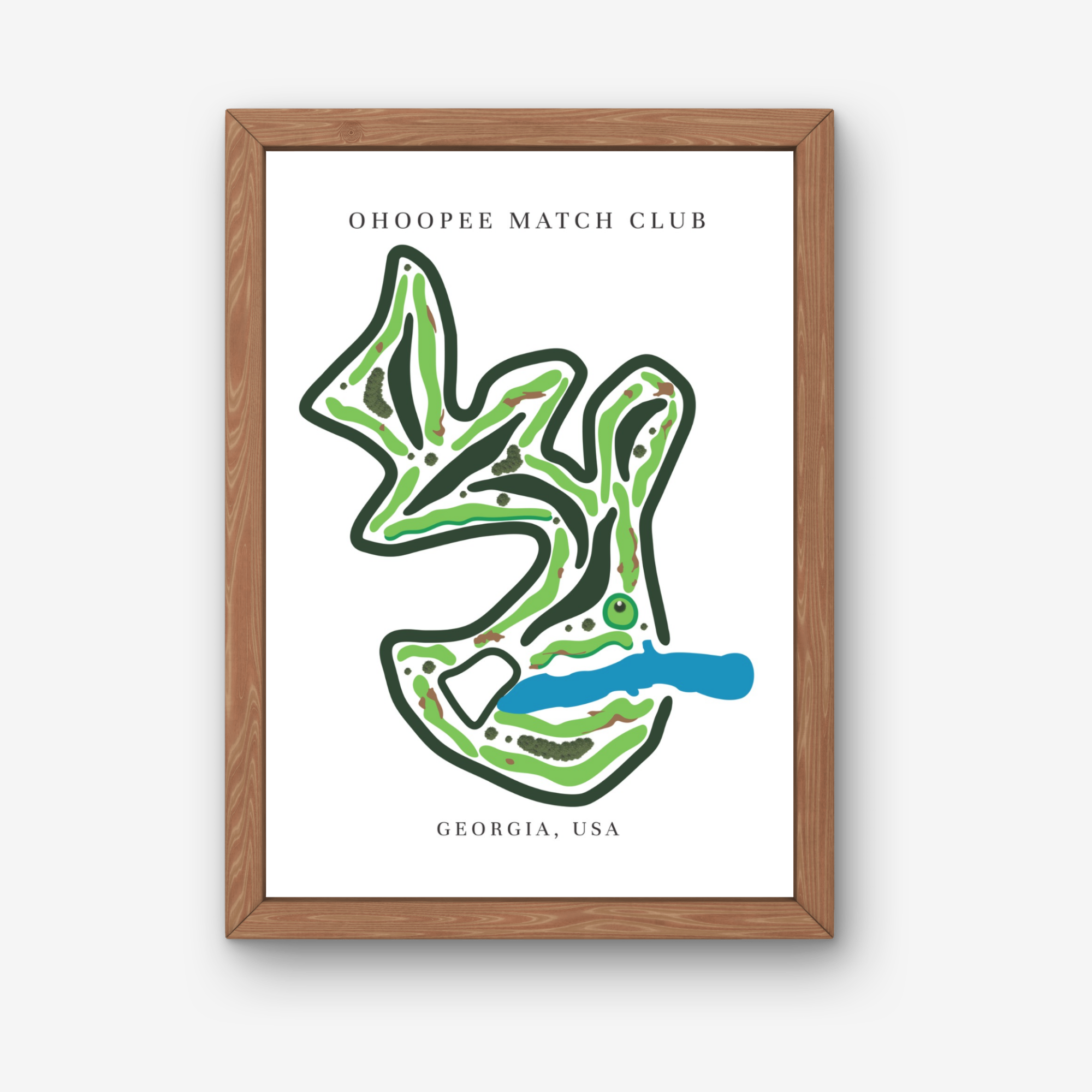 Ohoopee Match Club Golf Course Prints, Georgia, Golf Map Artwork