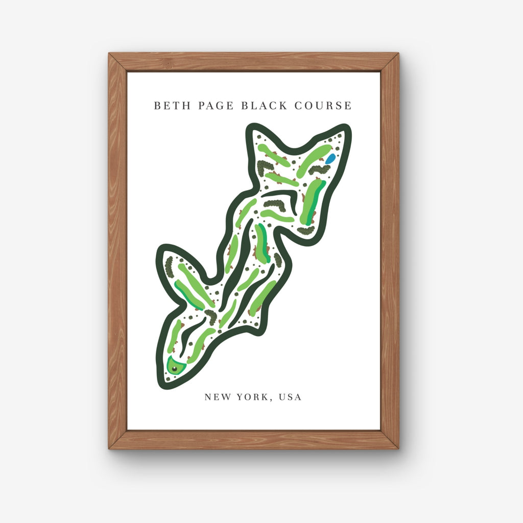 Beth Page Black Golf Course Print, New York, Golf Map Artworks