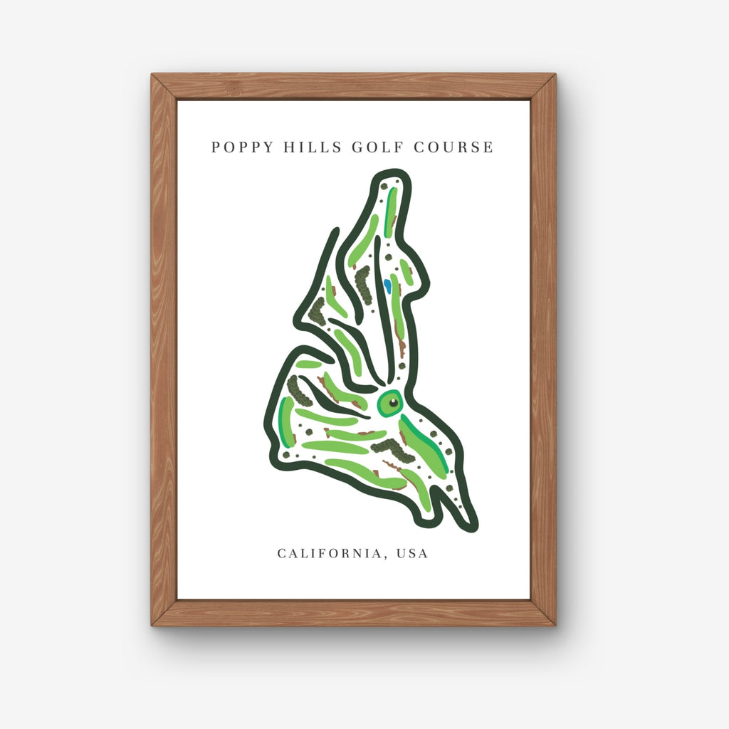 Poppy Hills Golf Course Print, California, Golf Map Artworks