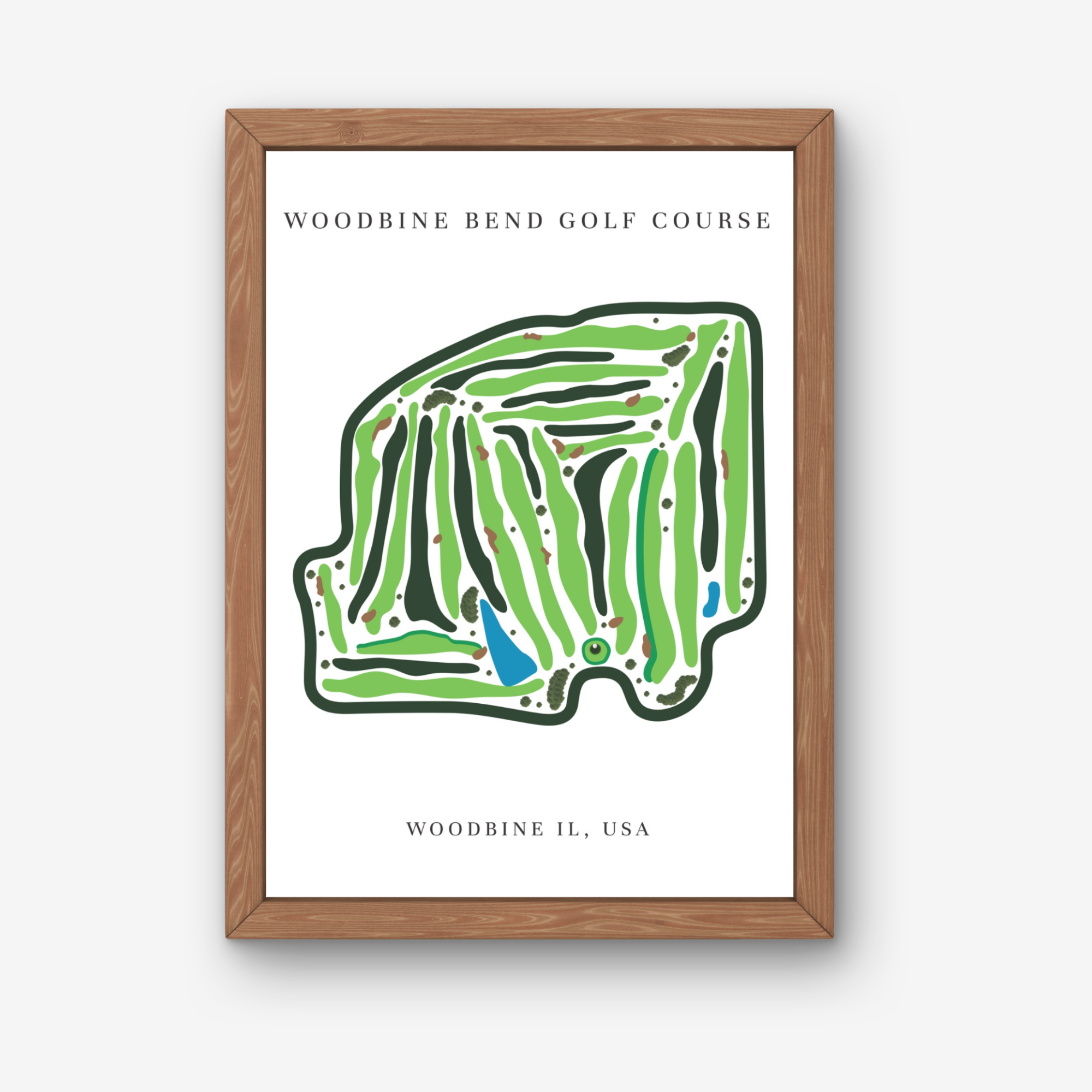 Woodbine Bend Golf Course Golf Course Prints, Illinois, Golf Map Artwork
