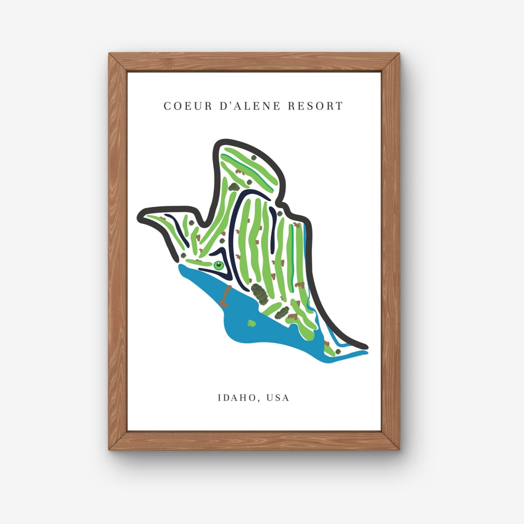 Coeur d'Alene Resort Golf Course Prints, Idaho, Golf Map Artwork