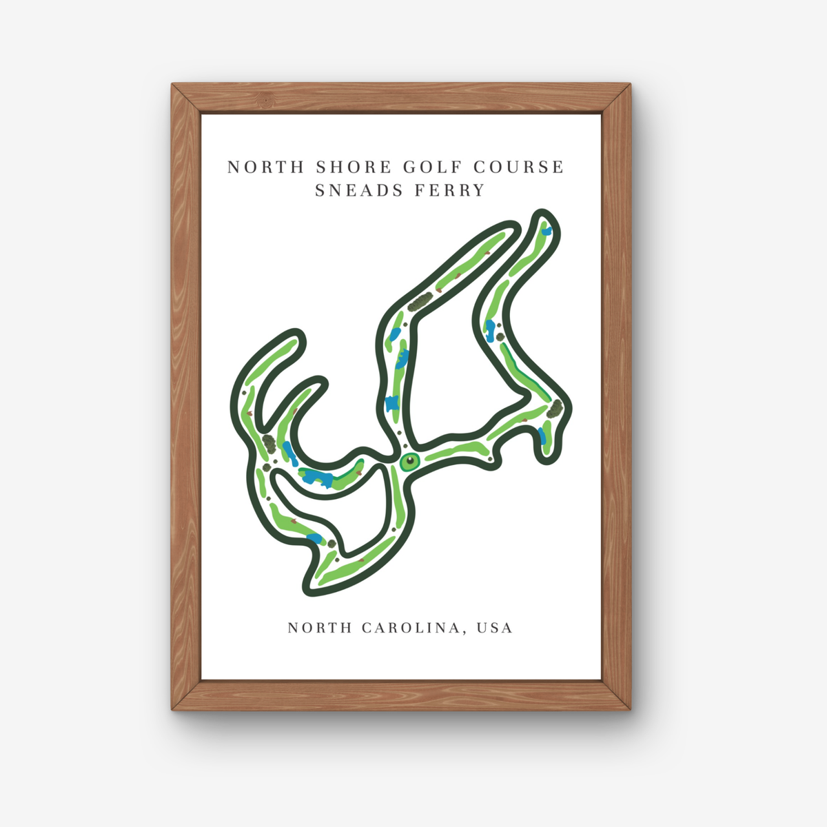 North Shore Golf Course Golf Course Prints, North Carolina, Golf Map Artwork