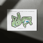 Wawanowin Country Club Golf Course Prints, Michigan, Golf Map Artwork