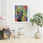 Modern Golf Swing Art Print – Abstract Color Splash Wall Frame for Golf Lovers