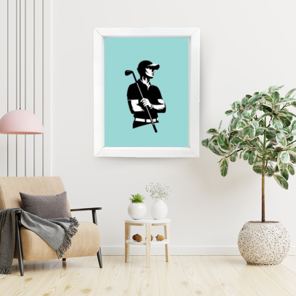 Male Golfer Illustration, Golf Wall Art Print Gifts