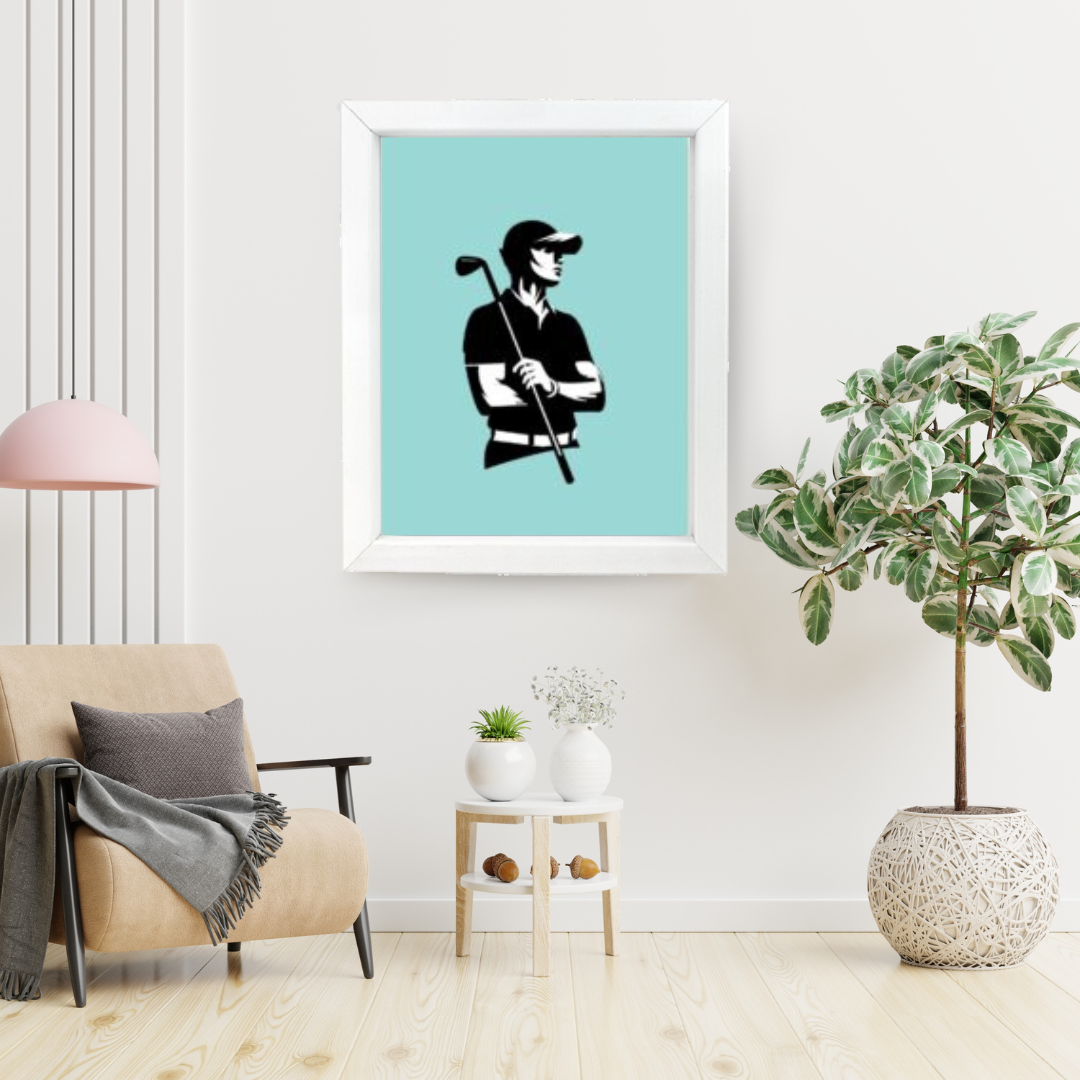 Male Golfer Illustration, Golf Wall Art Print Gifts