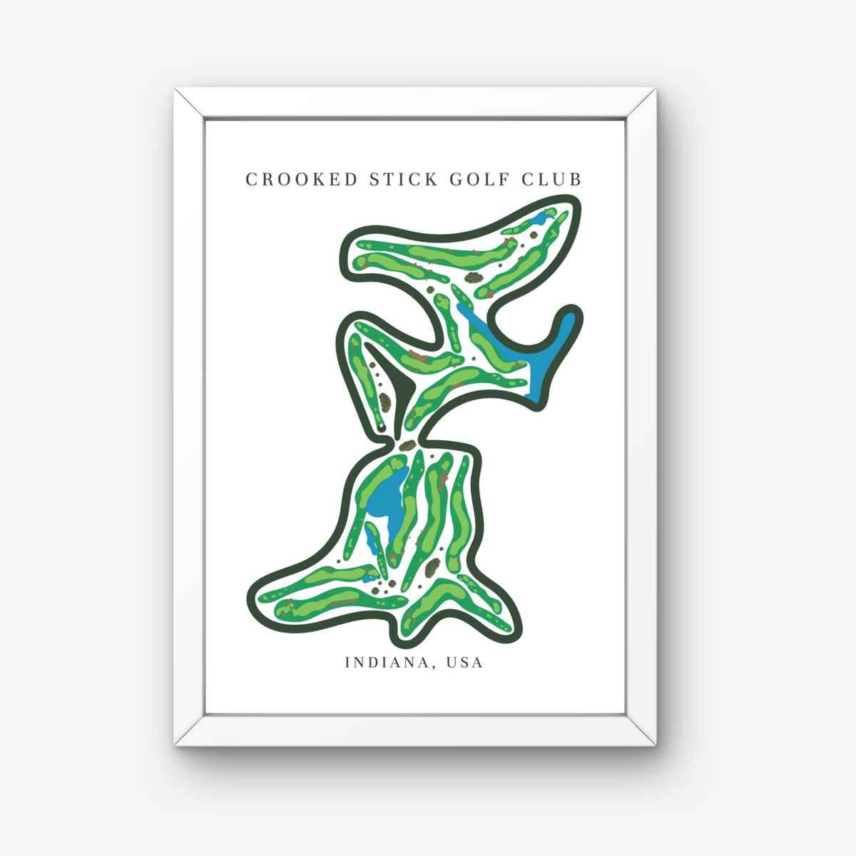 Crooked Stick Golf Club Golf Course Prints, Indiana, Golf Map Artwork