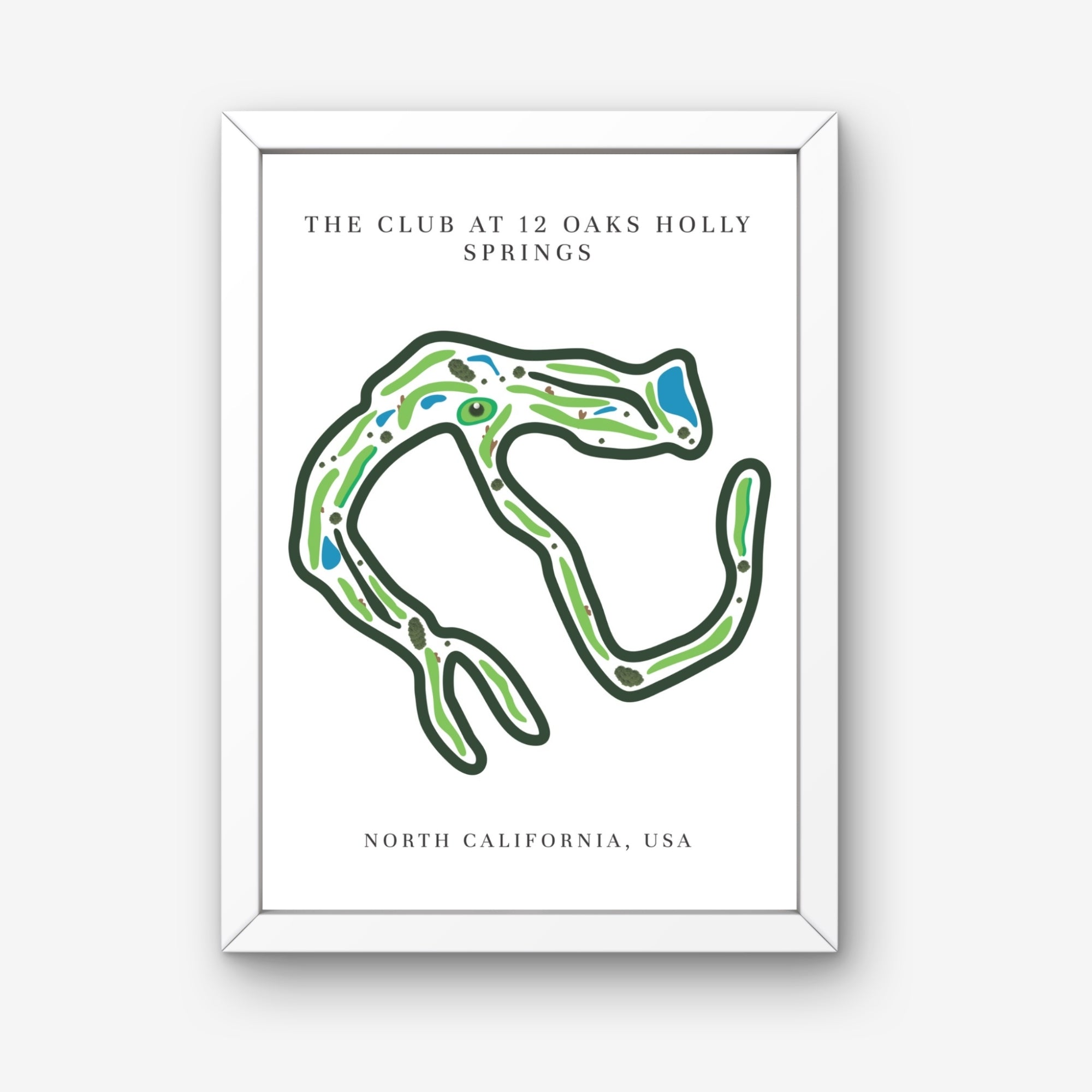 The Club at 12 Oaks Golf Course Prints, North Carolina, Golf Map Artwork