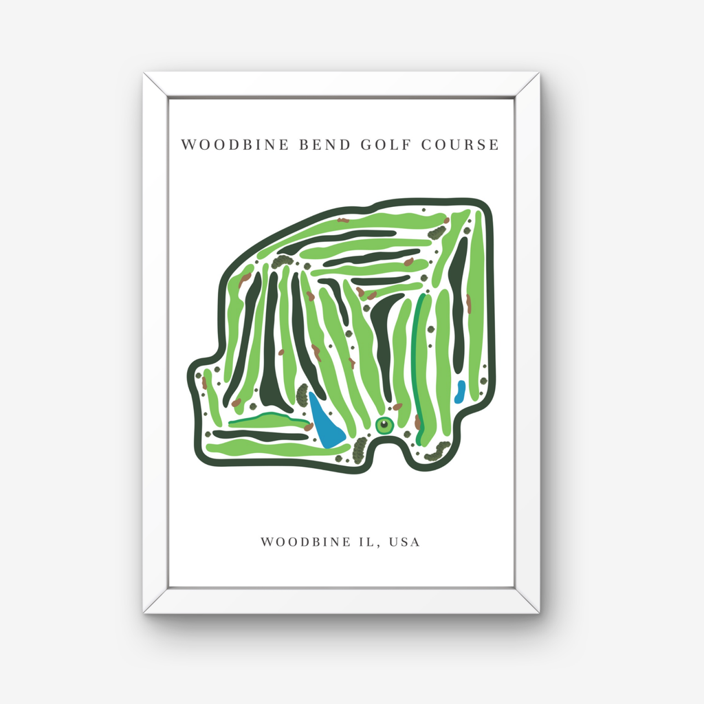 Woodbine Bend Golf Course Golf Course Prints, Illinois, Golf Map Artwork