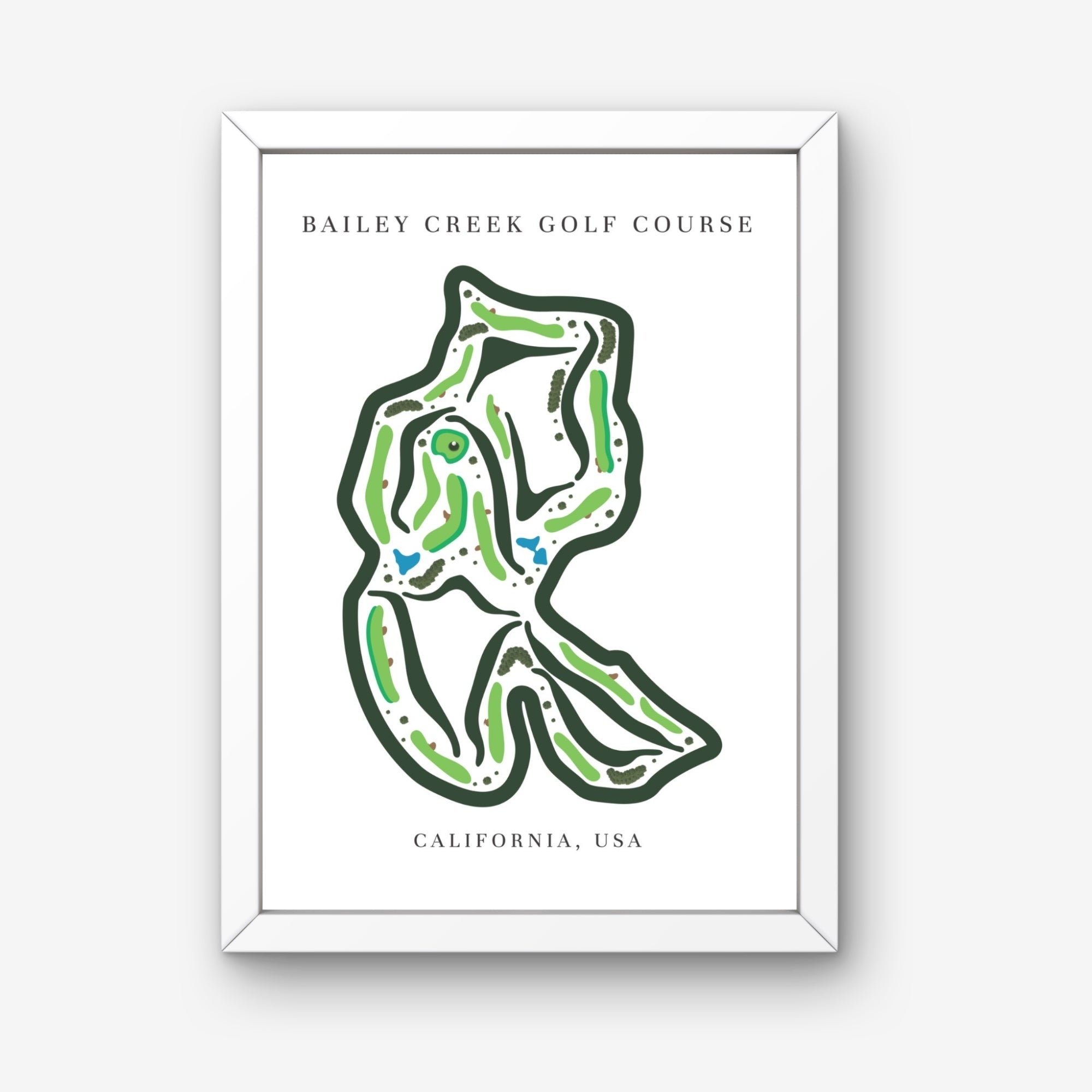 Bailey Creek Golf Course Print, California, Golf Map Artworks