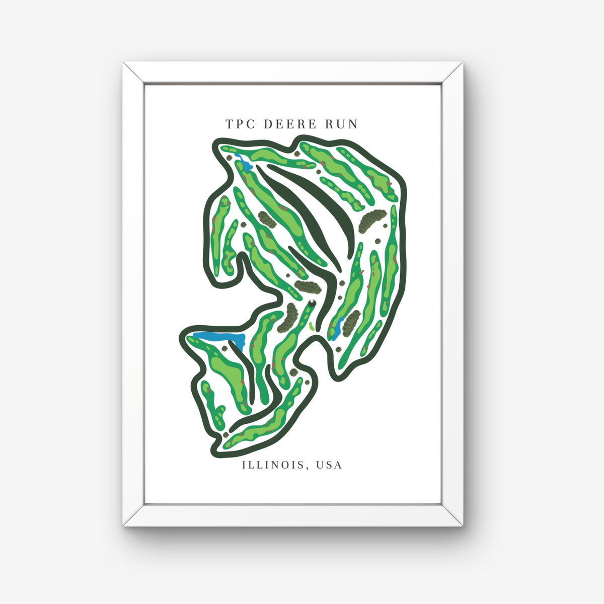 TPC Deere Run Golf Course Prints, Illinois, Golf Map Artwork