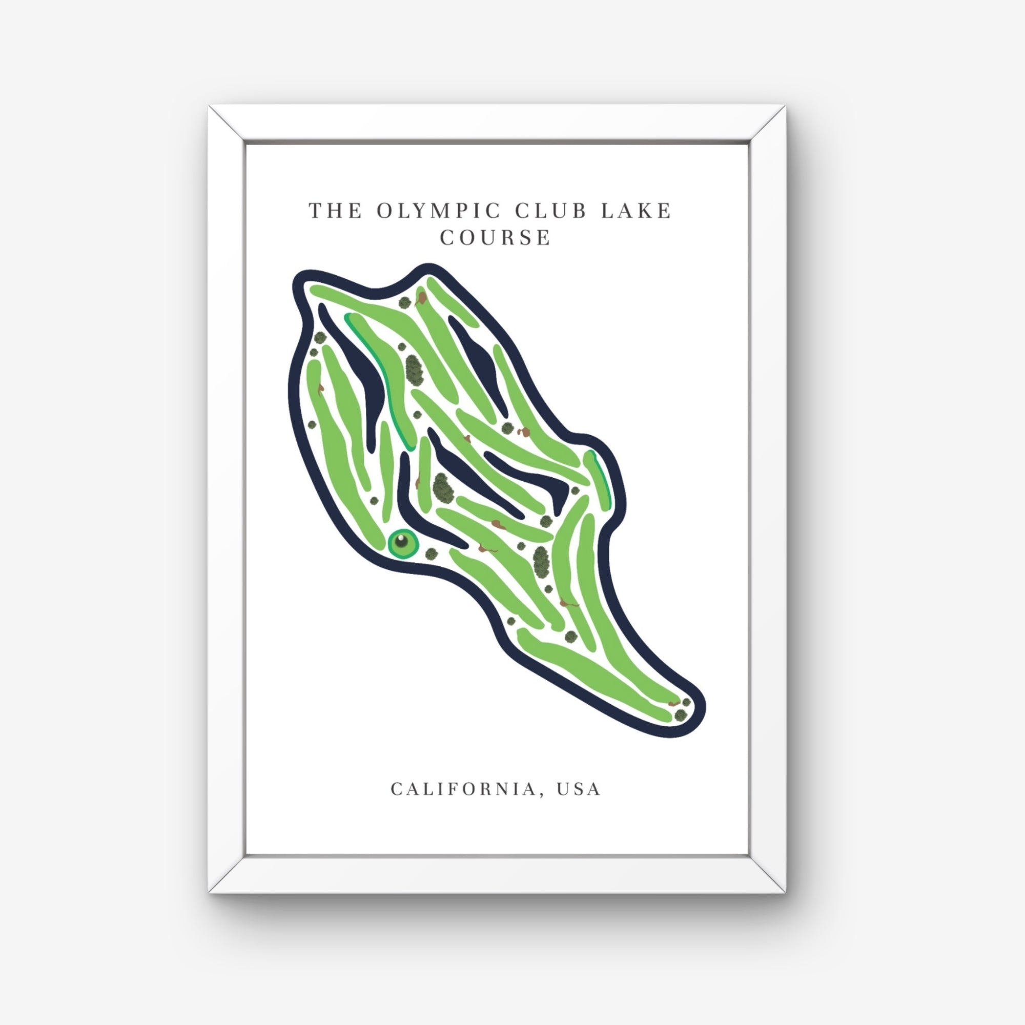 The Olympic Club Lake Course Golf Course Prints, California, Golf Map Artwork