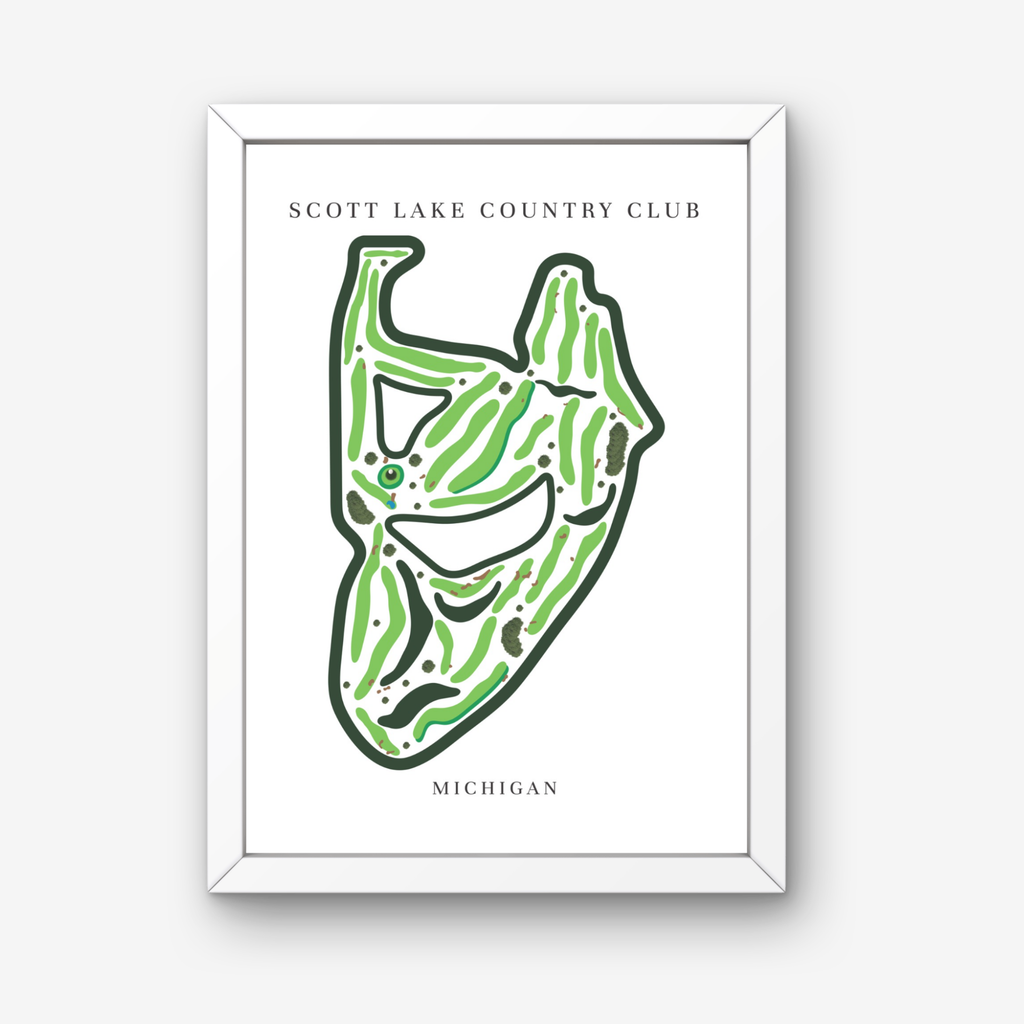 Scott Lake Country Club Golf Course Prints, Michigan, Golf Map Artwork
