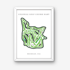 Colonial Golf Course Golf Course Prints, Michigan, Golf Map Artwork