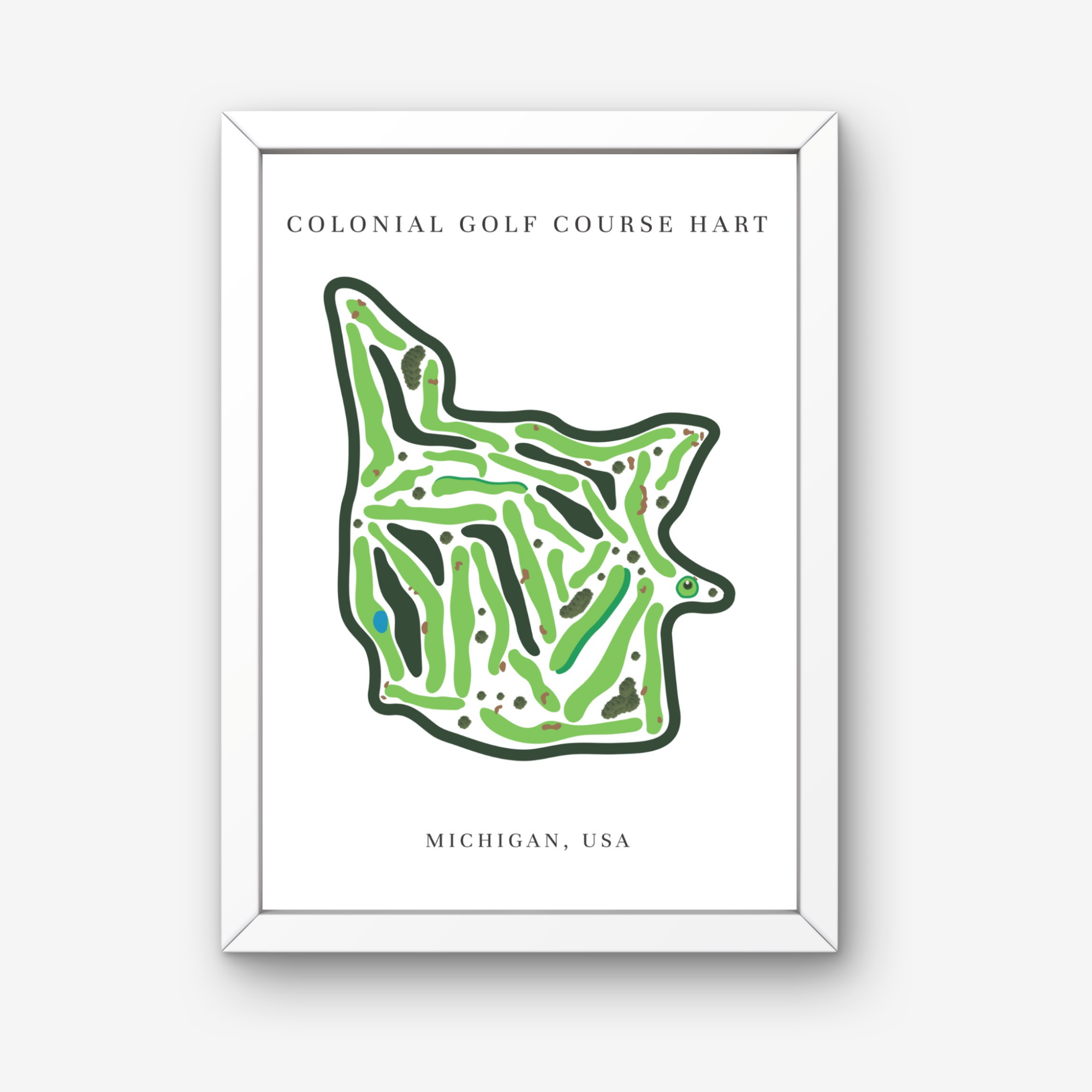 Colonial Golf Course Golf Course Prints, Michigan, Golf Map Artwork