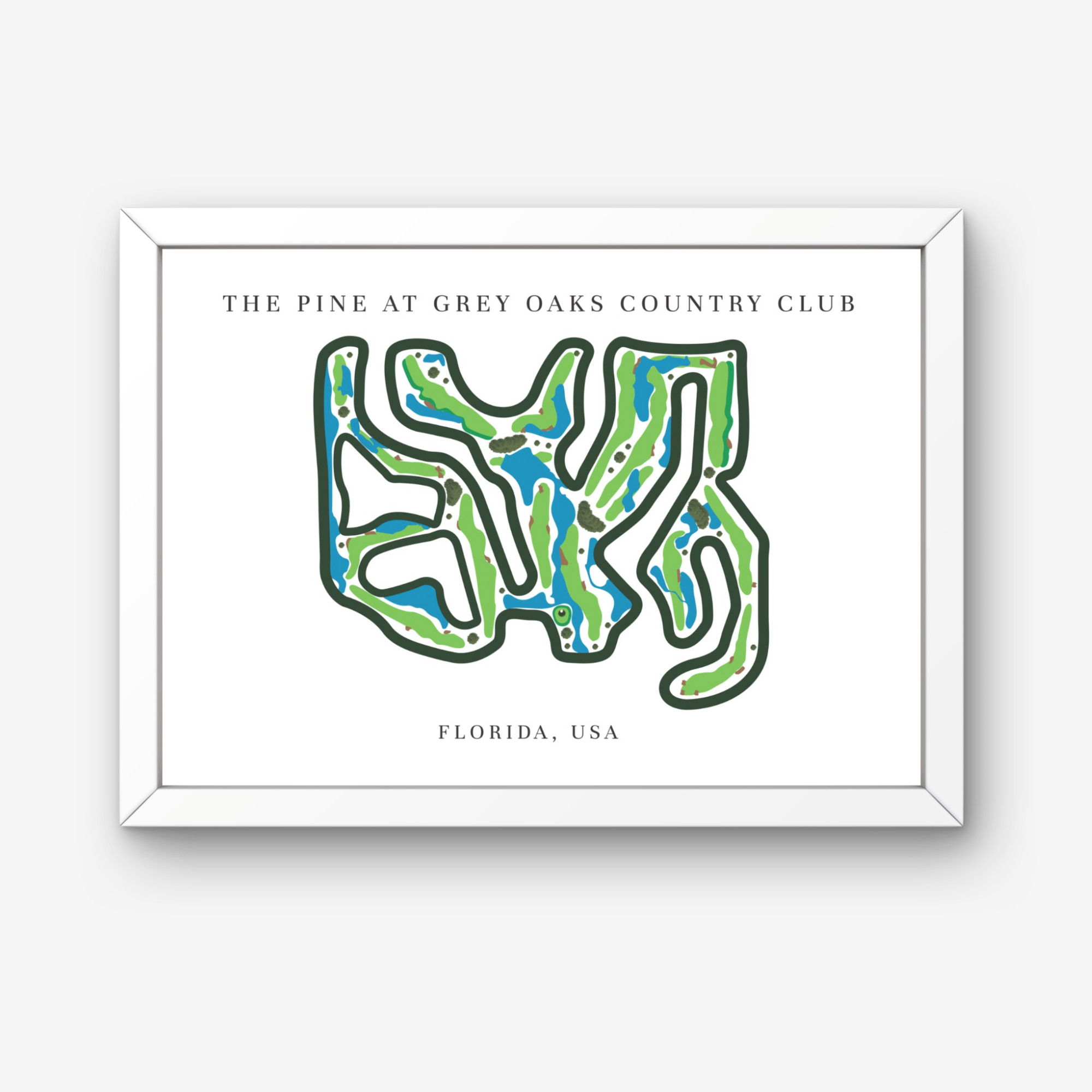 The Pine at Grey Oaks Country Club Golf Course Prints, Florida, Golf Map Artwork