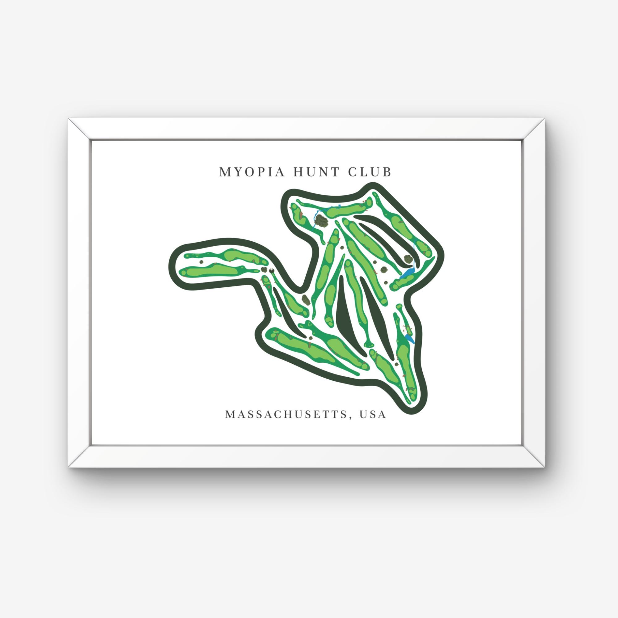 Myopia Hunt Club Golf Course Prints, Massachusetts, Golf Map Artwork