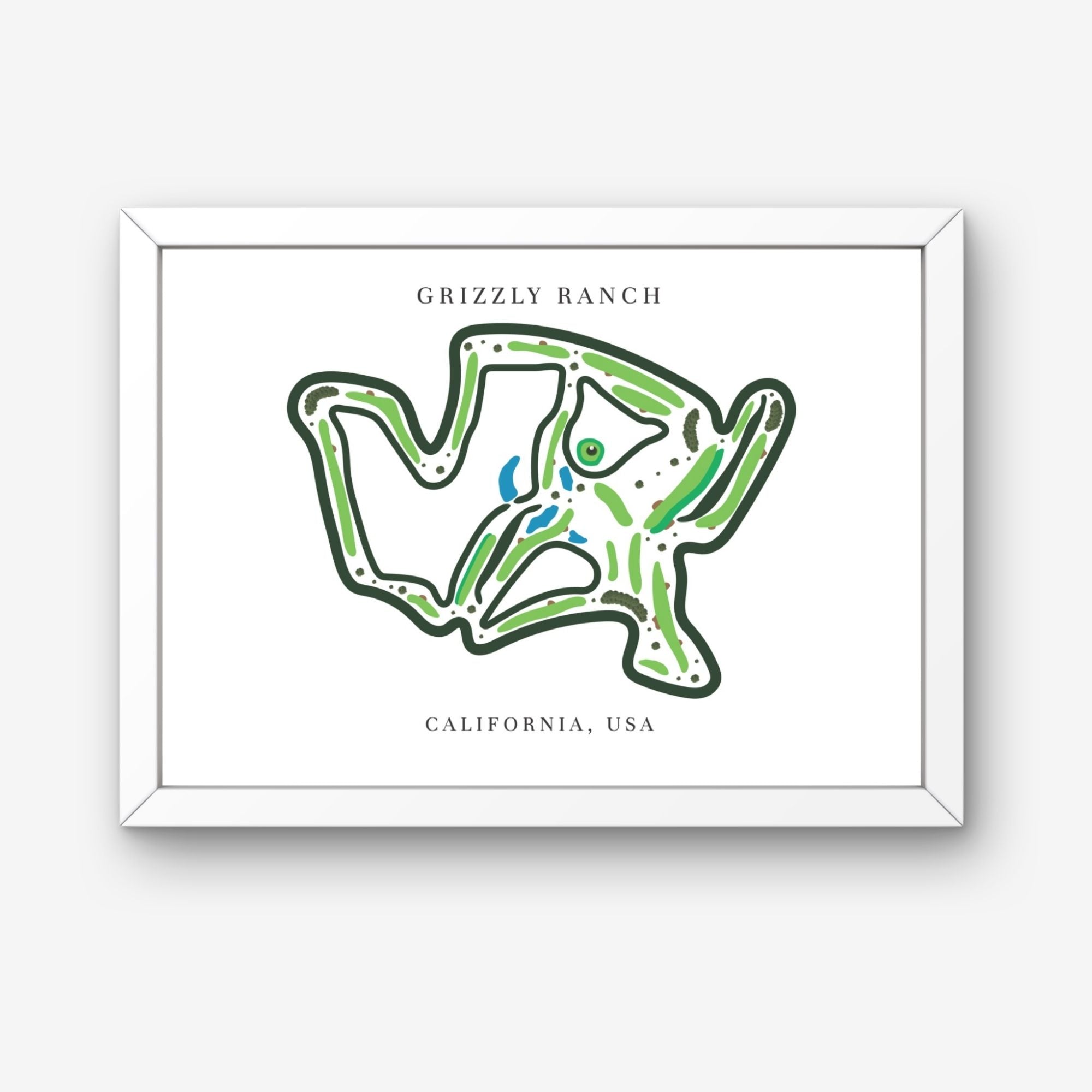 Grizzly Ranch Golf Course Print California, Golf Map Artworks