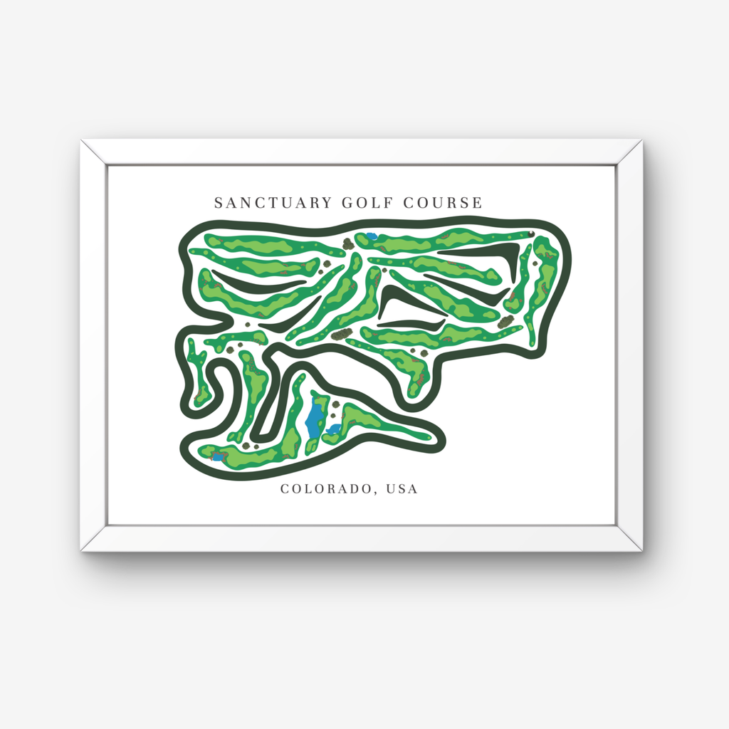 Sanctuary Golf Course Golf Course Prints, Colorado, Golf Map Artwork