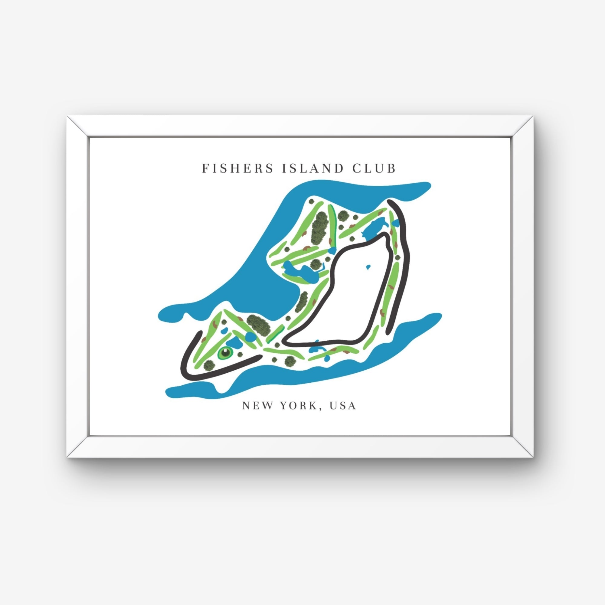 Fishers Island Club Golf Course Prints, New York, Golf Map Artwork