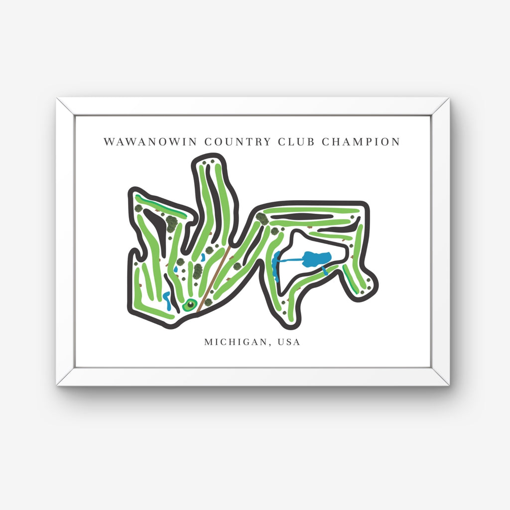 Wawanowin Country Club Golf Course Prints, Michigan, Golf Map Artwork