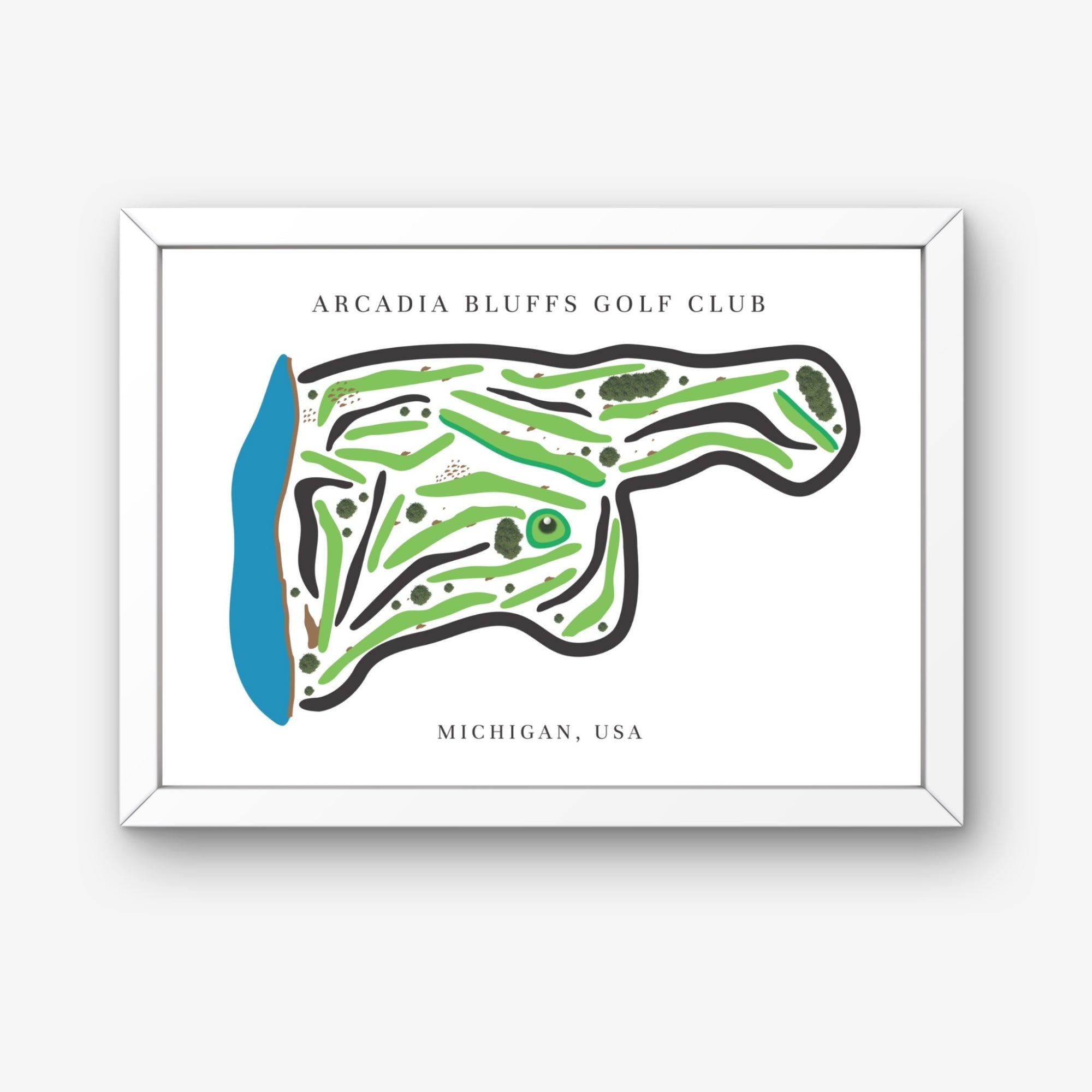 Arcadia Bluffs Golf Club Golf Course Prints, Michigan, Golf Map Artwork