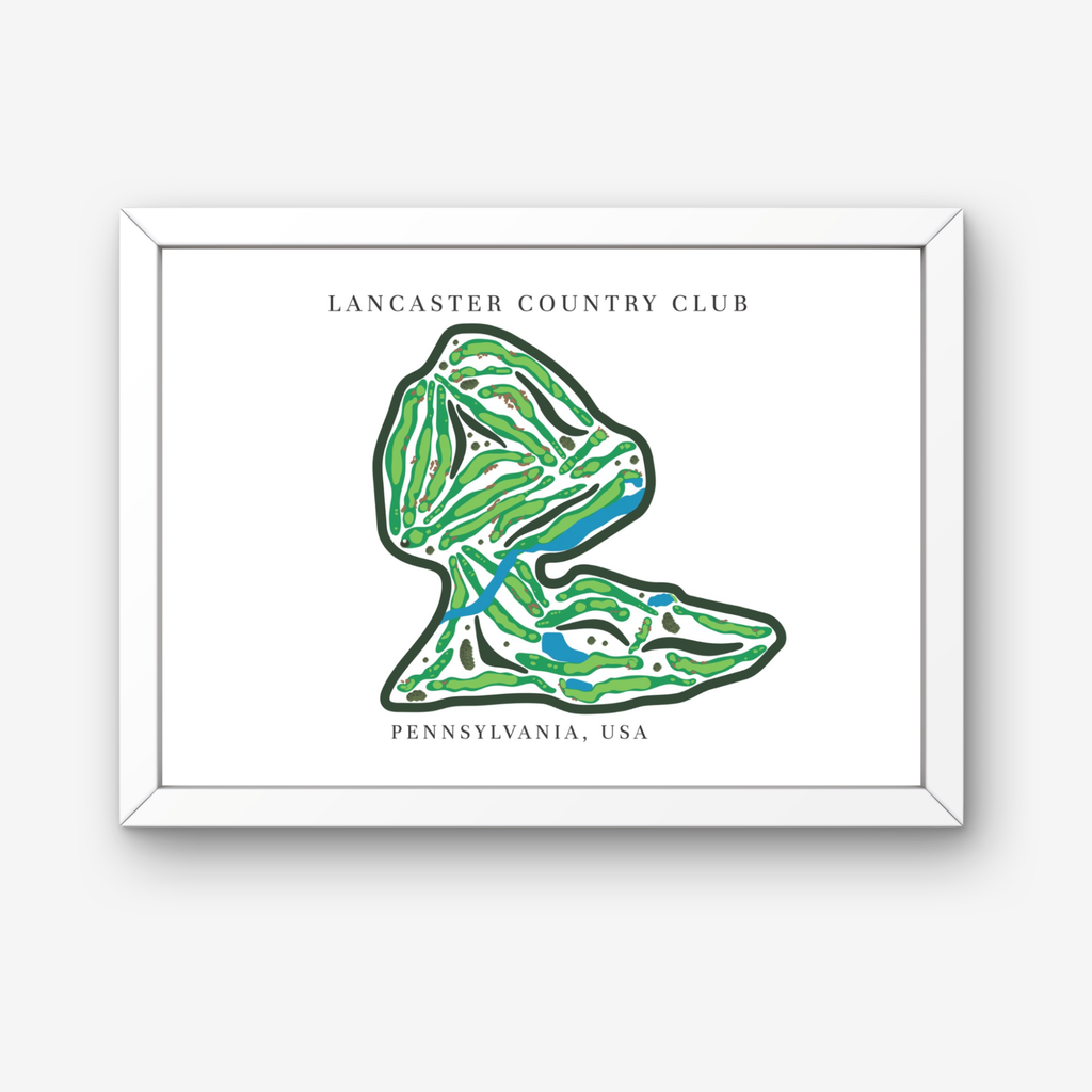 Lancaster Country Club Golf Course Prints, Pennsylvania, Golf Map Artwork
