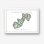Wilson Country Club Golf Course Prints, North Carolina, Golf Map Artwork