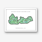 Saucon Valley Country Club Golf Course Prints, Pennsylvania, Golf Map Artwork
