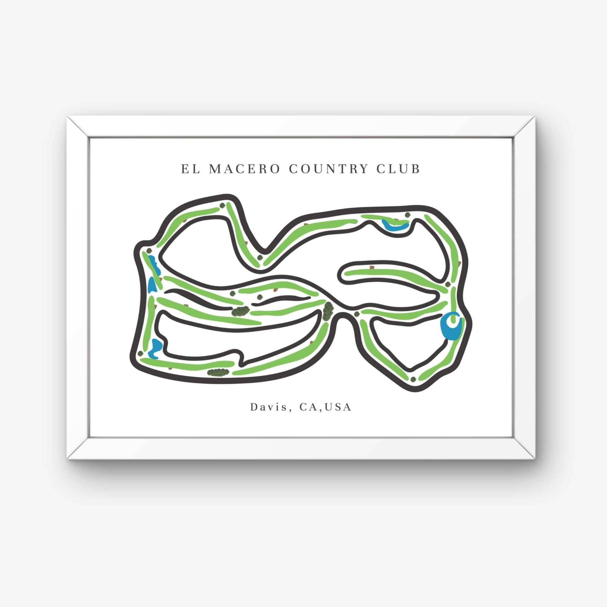 El Macero Country Club Golf Course Prints, California, Golf Map Artwork