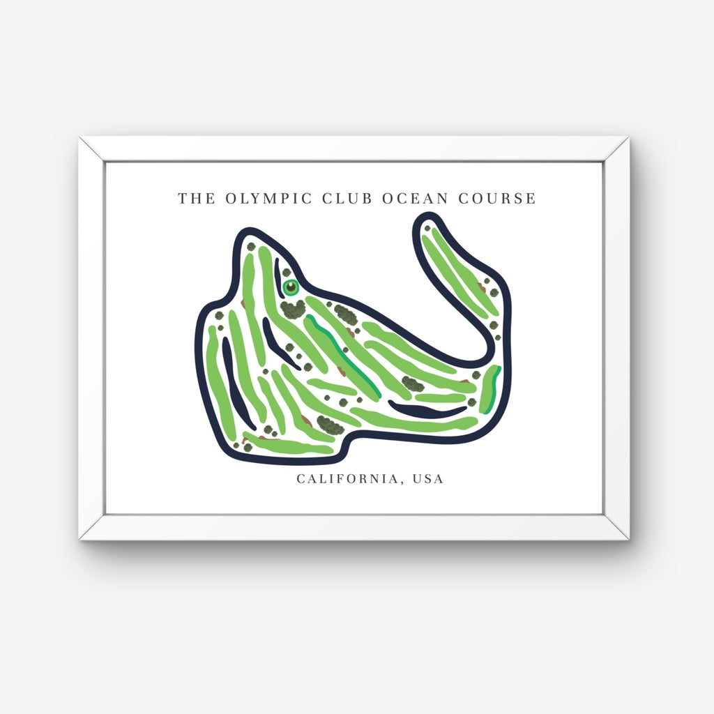 The Olympic Club Ocean Course Golf Course Prints, California, Golf Map Artwork