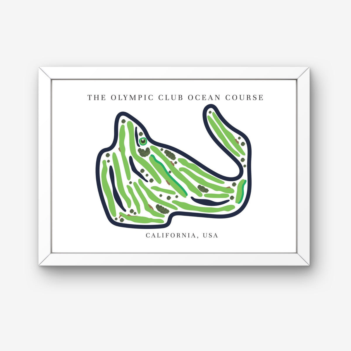The Olympic Club Ocean Course Golf Course Prints, California, Golf Map Artwork