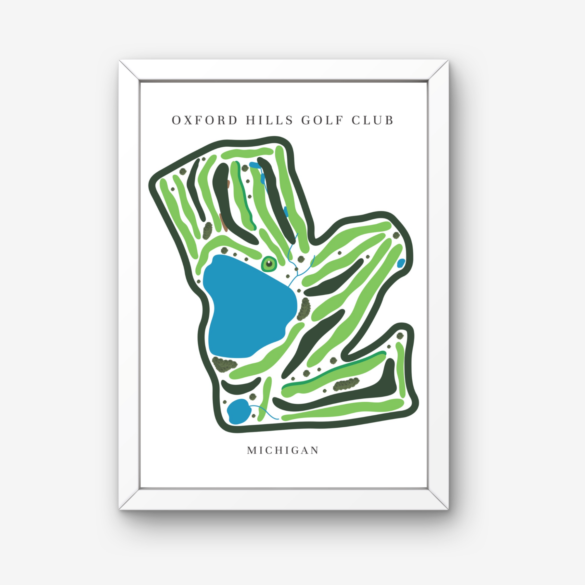 Oxford Hills Golf Club Golf Course Prints, Michigan, Golf Map Artwork