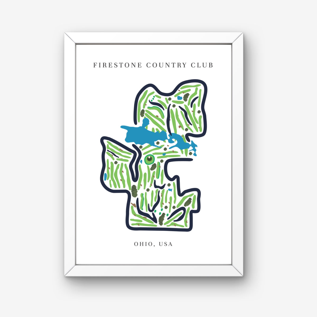 Firestone Country Club Golf Course Prints, Ohio, Golf Map Artwork