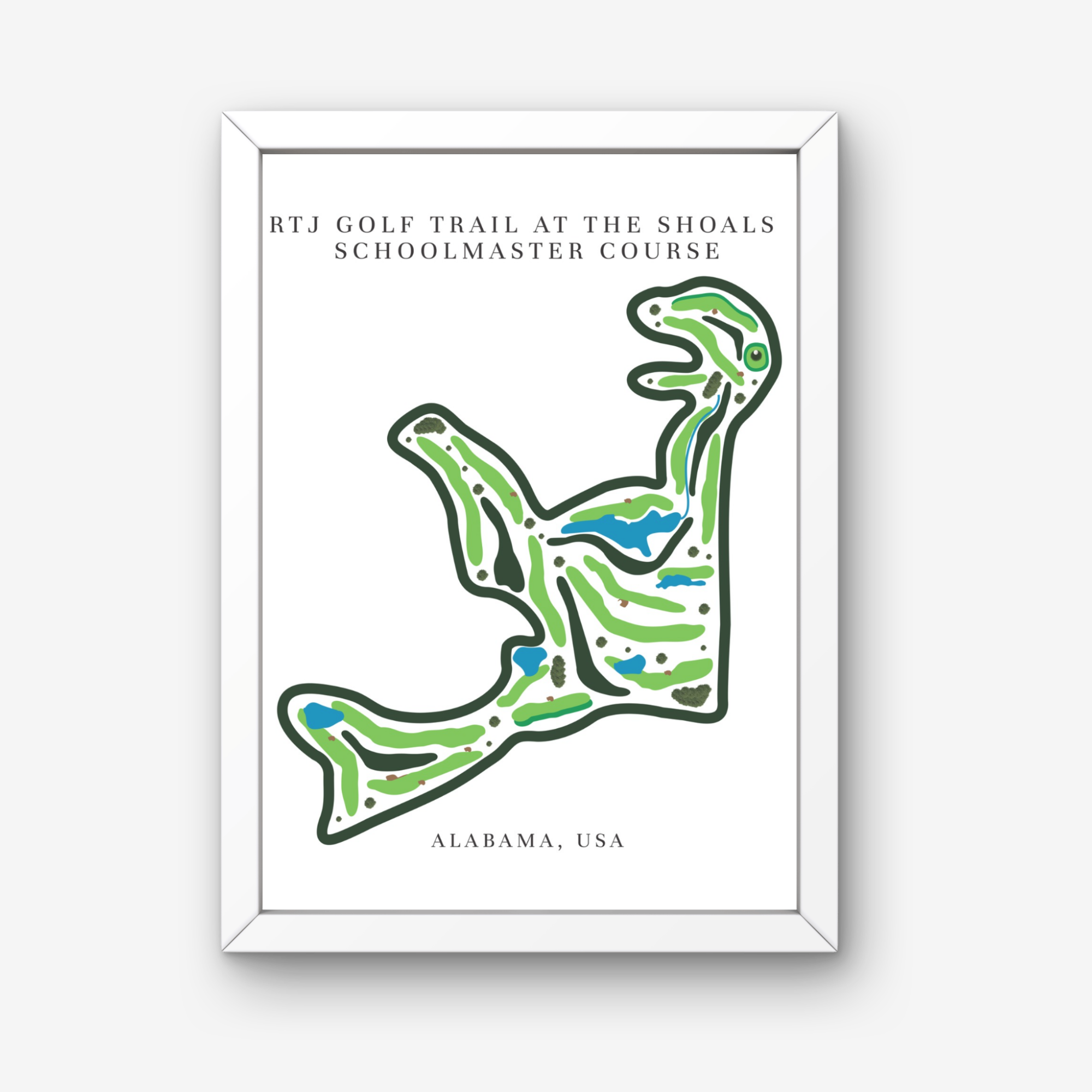 RTJ Golf Trail at The Shoals Schoolmaster Course Golf Course Prints, Alabama, Golf Map Artwork