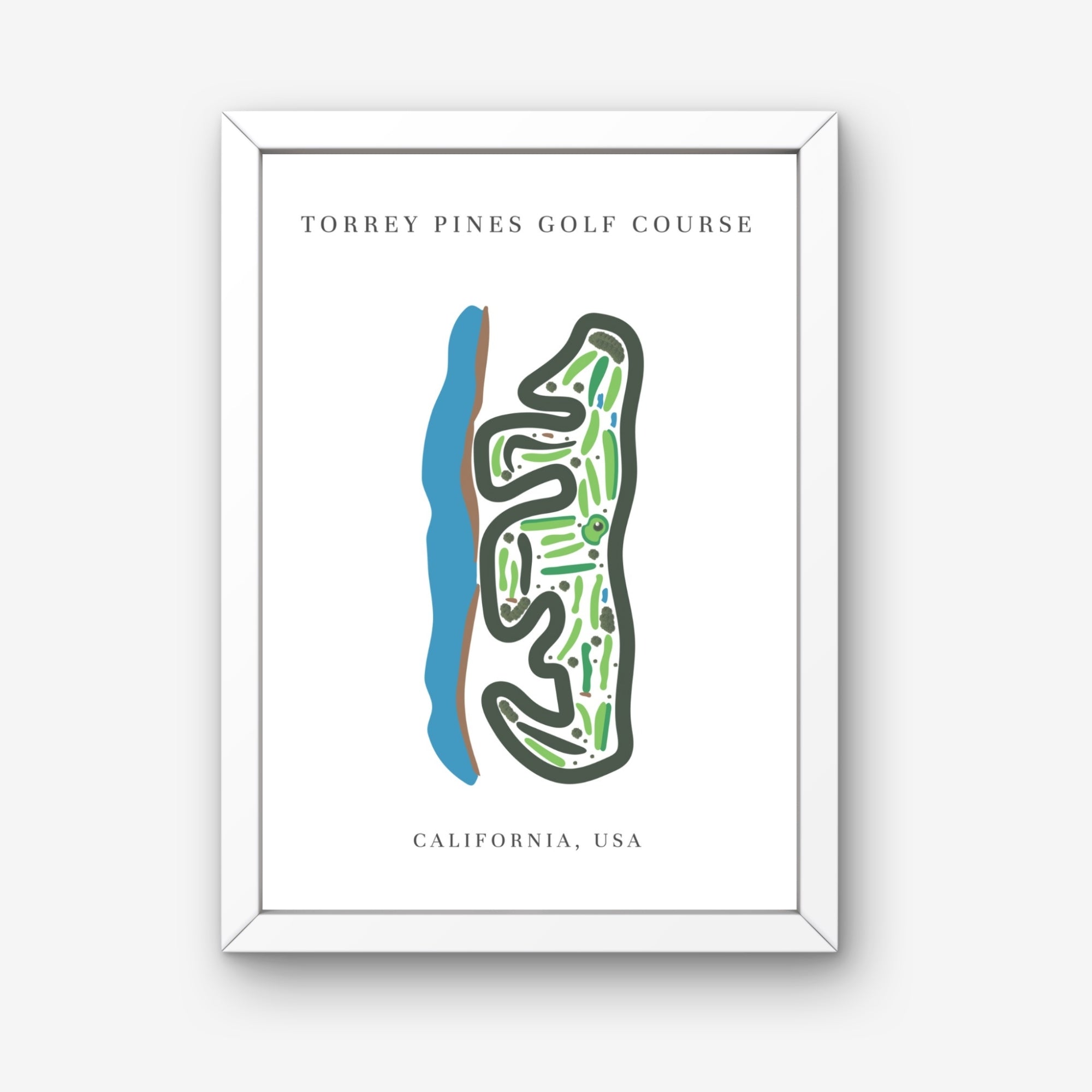 Torrey Pines Golf Course Print, California, Golf Map Artworks