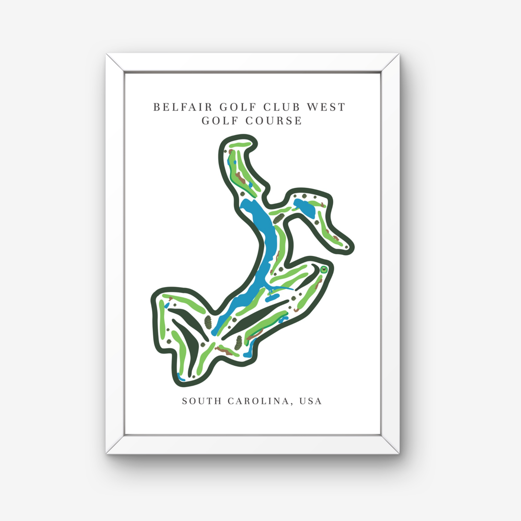 Belfair Golf Club West Golf Course Prints, South Carolina, Golf Map Artwork