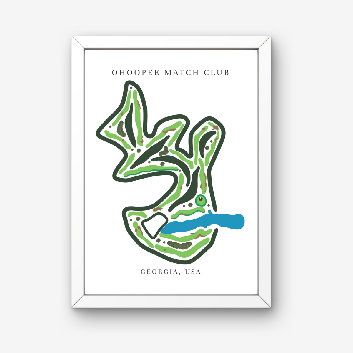 Ohoopee Match Club Golf Course Prints, Georgia, Golf Map Artwork