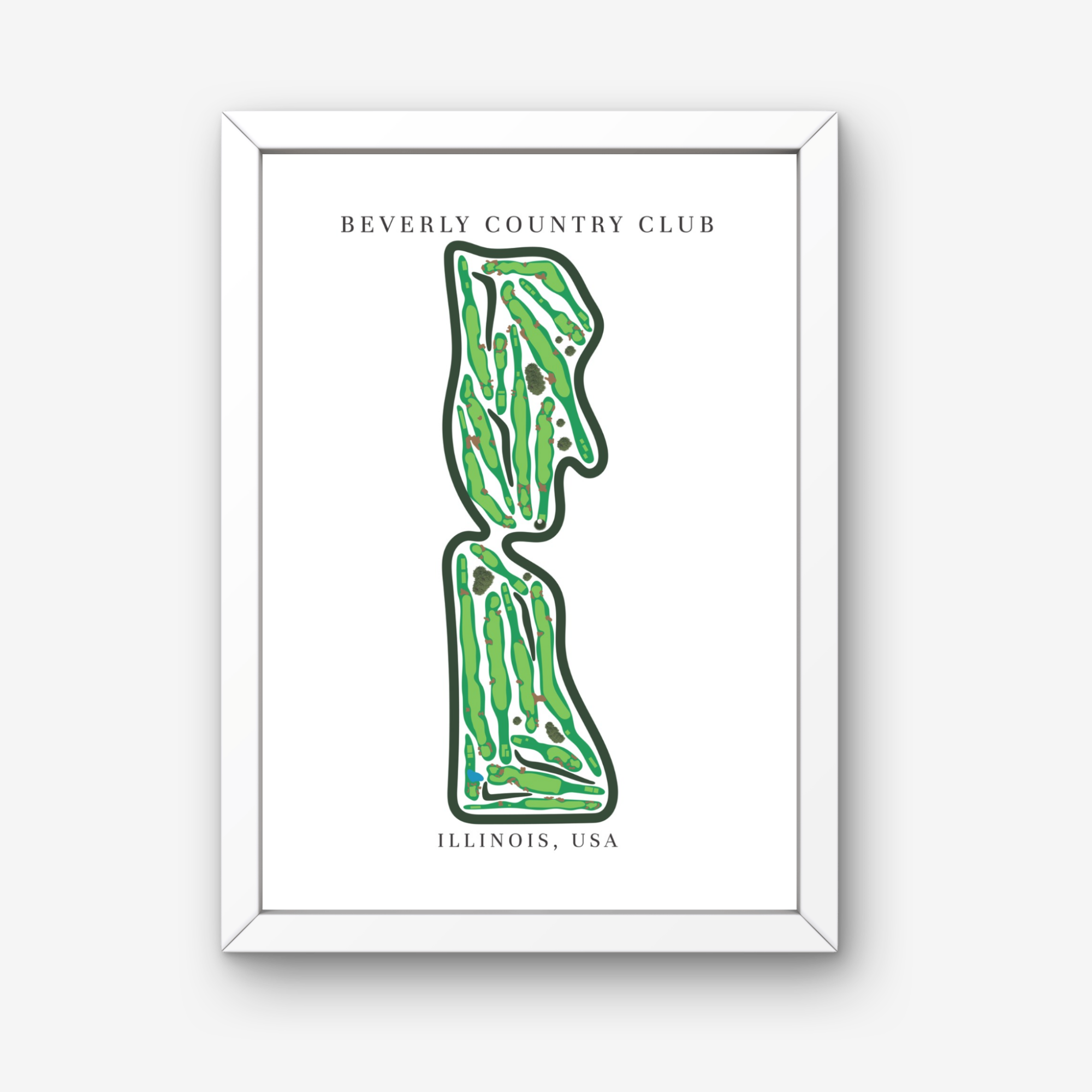 Beverly Country Club Golf Course Prints, Illinois, Golf Map Artwork