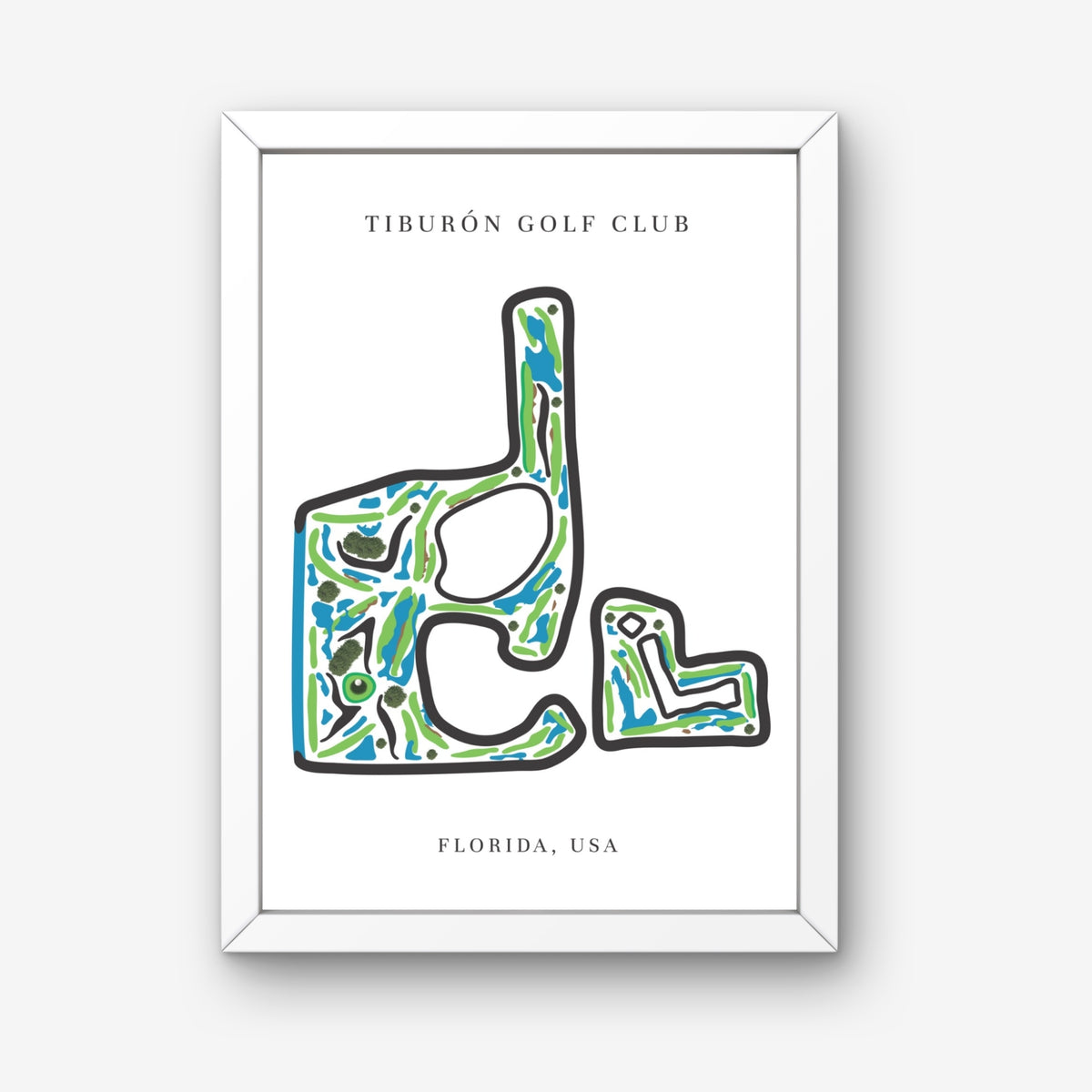 Tiburón Golf Club Golf Course Prints, Florida, Golf Map Artwork