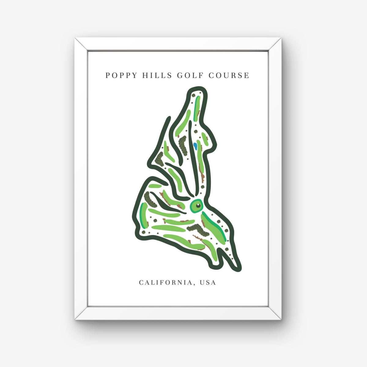 Poppy Hills Golf Course Print, California, Golf Map Artworks