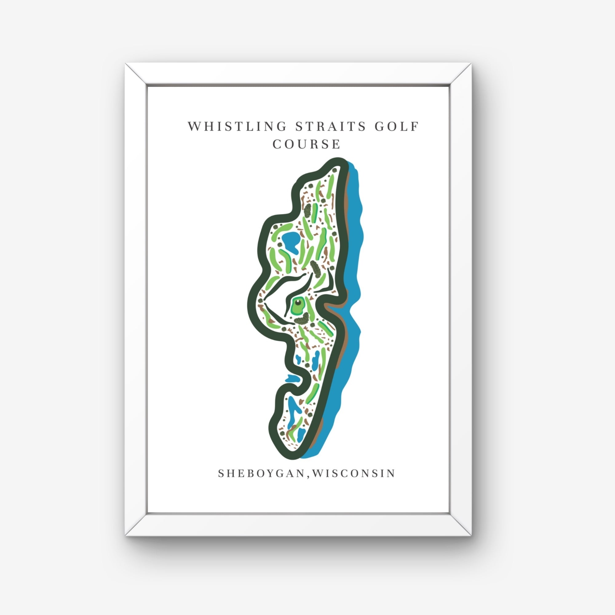 Whistling Straits Golf Course Print, Wisconsin, Golf Map Artworks