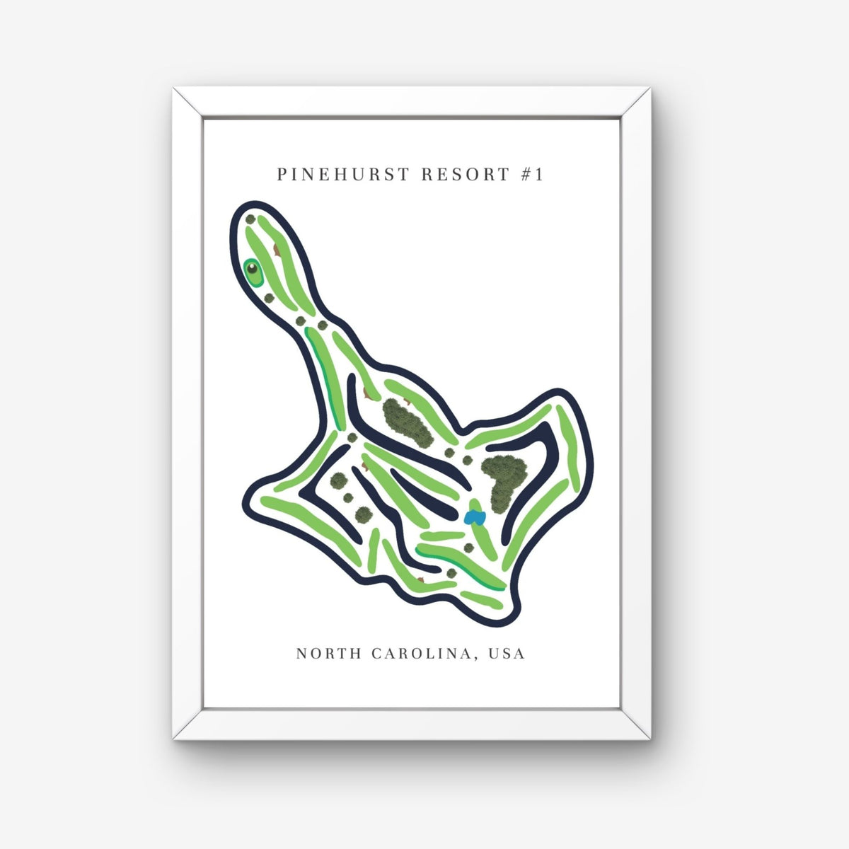 Pinehurst Resort #1 Golf Course Prints, North Carolina, Golf Map Artwork