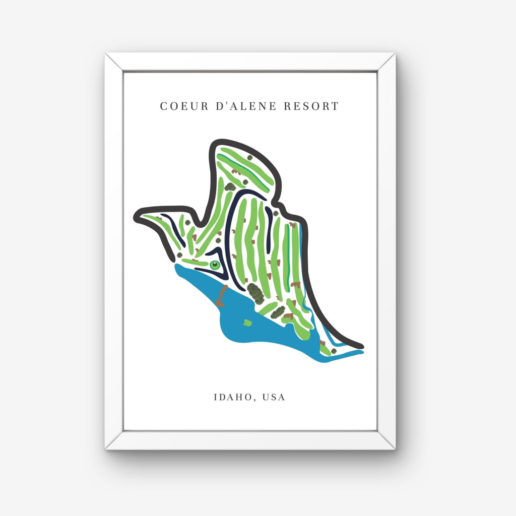 Coeur d'Alene Resort Golf Course Prints, Idaho, Golf Map Artwork