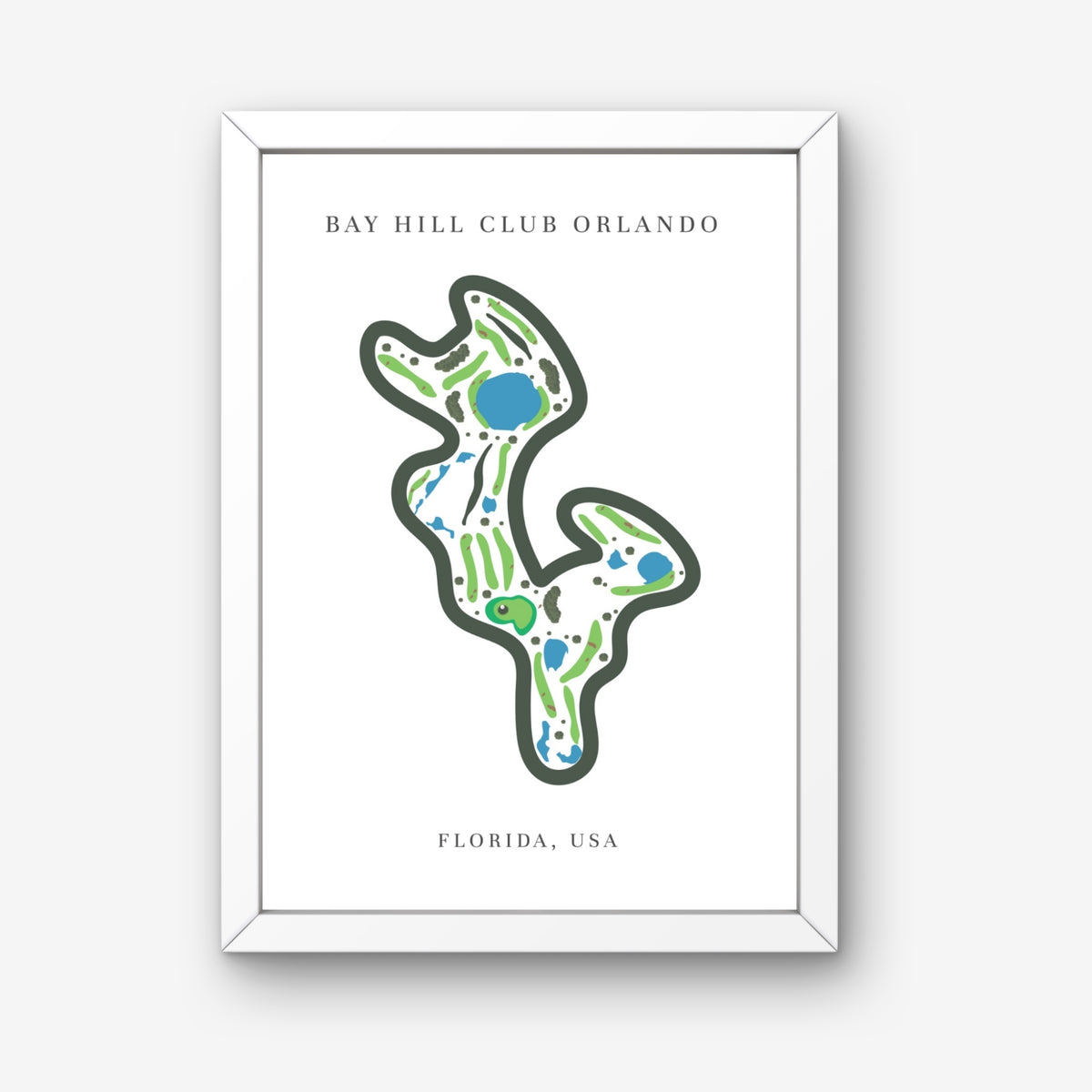 Bay Hill Club Golf Course Print, Florida, Golf Map Artworks