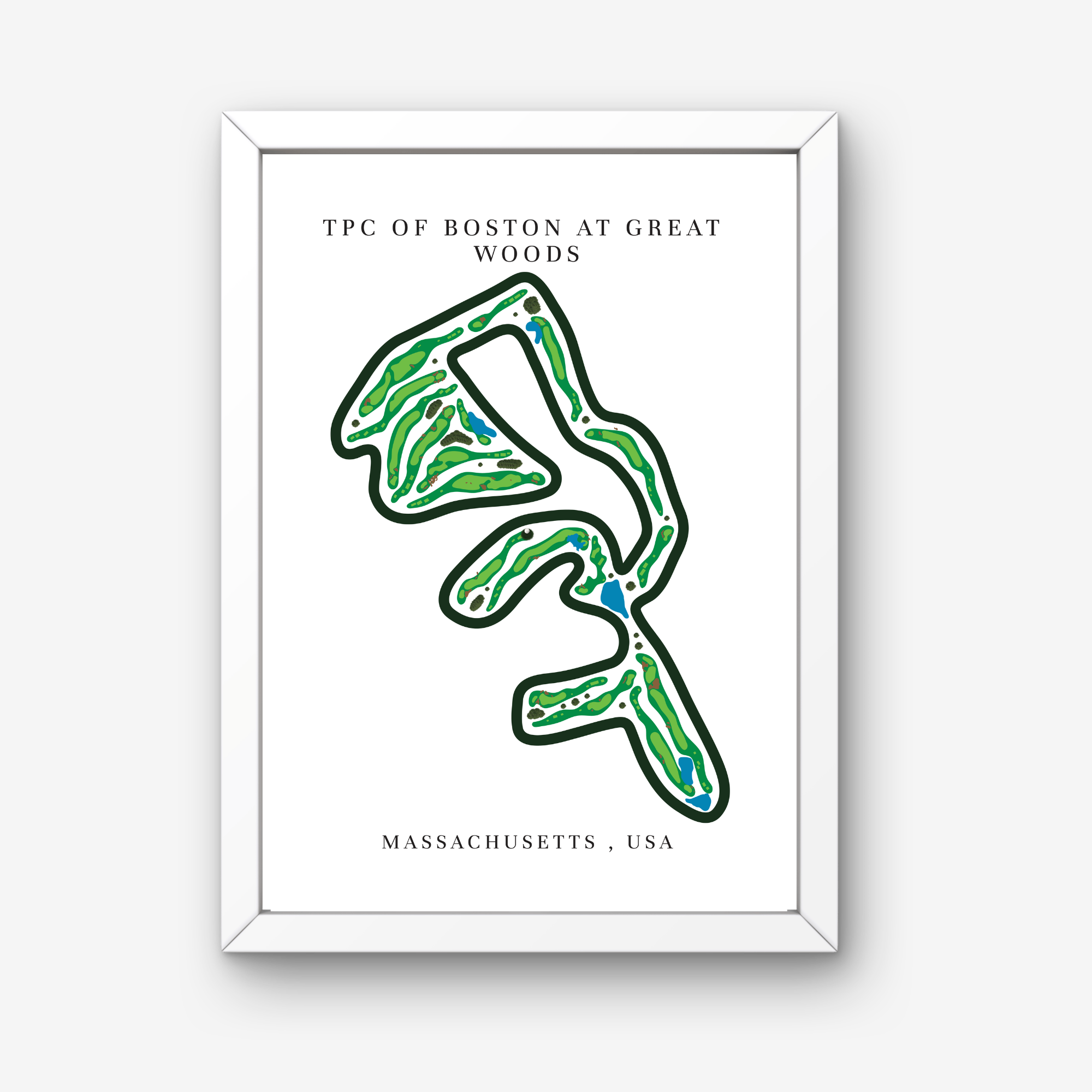 TPC of Boston at Great Woods Golf Course Prints, Massachusetts, Golf Map Artwork
