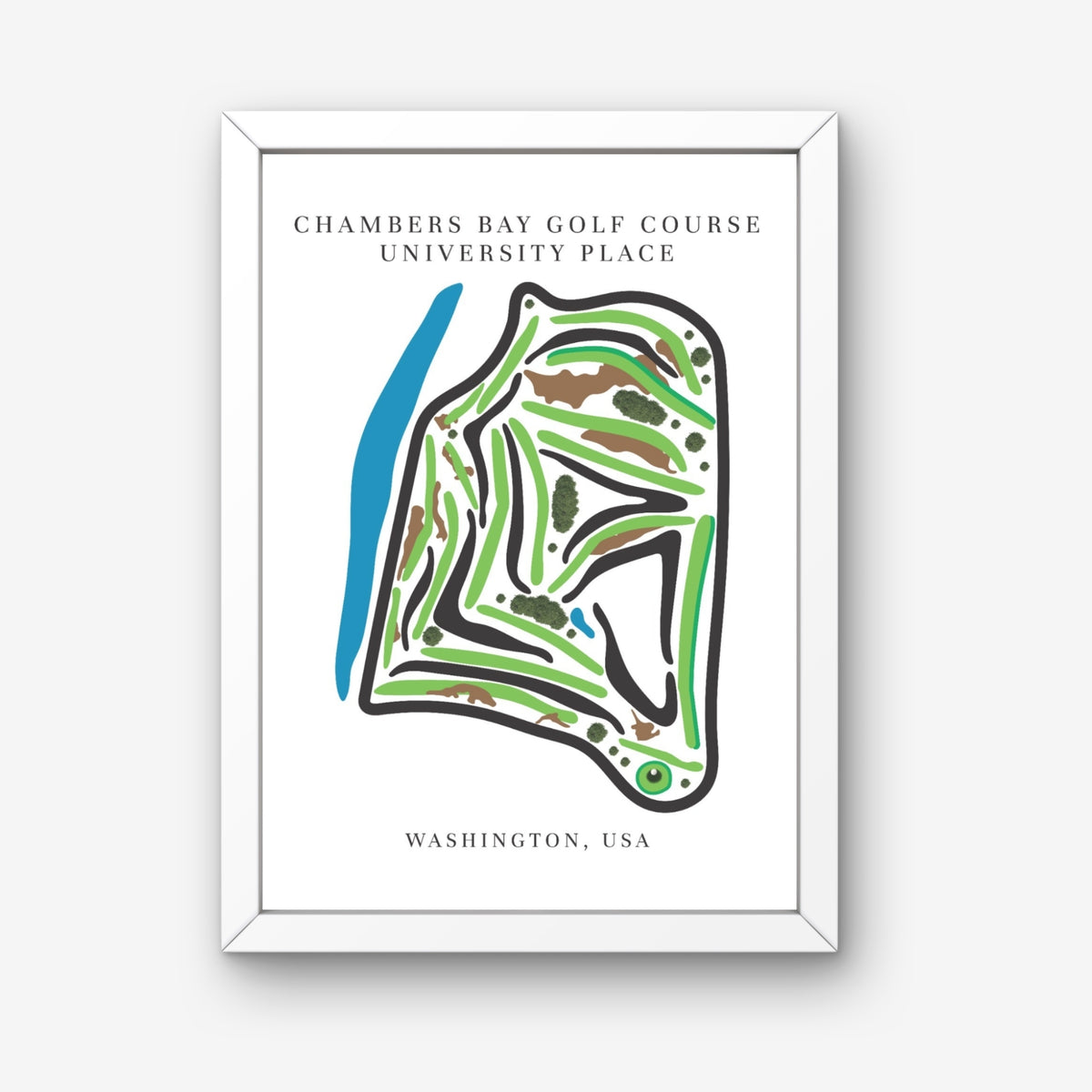 Chambers Bay Golf Course Prints, Washington, Golf Map Artwork